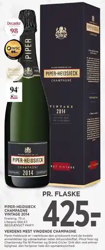 MENY PIPER-HEIDSIECK CHAMPAGNE VINTAGE 2014 tilbud