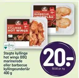 REMA 1000 Stegte kyllinge hot wings BBQ marinerede eller barbecue kyllingeunderlår tilbud