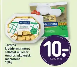 REMA 1000 Taverna kryddermarineret salatost 45+eller Ambrosi økologisk mozzarella tilbud