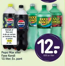REMA 1000 Pepsi Max eller Faxe Kondi tilbud