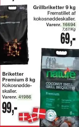 Harald Nyborg Grillbriketter 9 kg eller Briketter Premium 8 kg tilbud