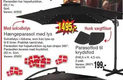 Harald Nyborg Hængeparasol med lys eller Parasolfod til krydsfod tilbud