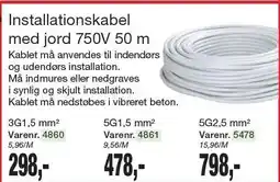 Harald Nyborg Installationskabel med jord 750V 50 m tilbud