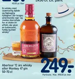 REMA 1000 Aberlour 12 års whisky eller Monkey tilbud