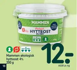 REMA 1000 MAMMEN økologisk hytteost 4% tilbud