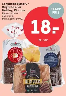 SPAR Schulstad Signatur Rugbrød eller Hatting Klapper tilbud