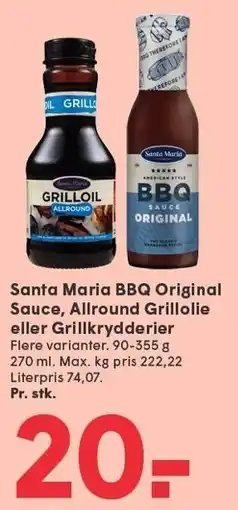 SPAR Santa Maria BBQ Original Sauce, Allround Grillolie eller Grillkrydderier tilbud