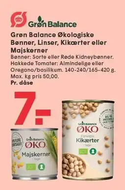 SPAR Grøn Balance Økologiske Bønner, Linser, Kikærter eller Majskerner tilbud