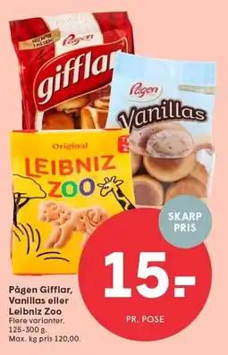 SPAR Pågen Gifflar, Vanillas eller Leibniz Zoo tilbud