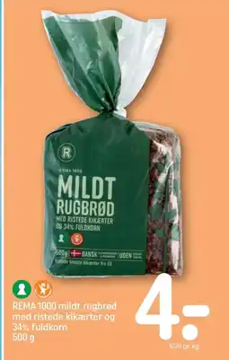 REMA 1000 REMA 1000 mildt rugbrød med ristede kikærter og 34% fuldkorn tilbud