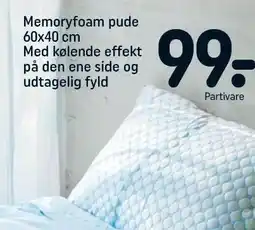 REMA 1000 Memoryfoam pude 60x40 cm med kølende effekt på den ene side og udtagelig fyld tilbud