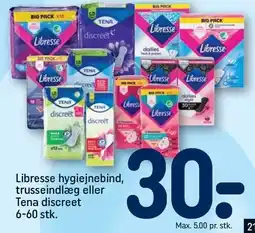 REMA 1000 Libresse hygienebind, trusseindlæg eller Tena discreet 6-60 stk tilbud