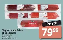 Fakta Tyskland Slagter lampe salami el. spegepølse tilbud