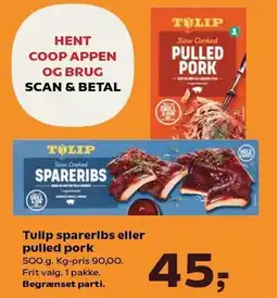 Kvickly Tulip spareribs eller pulled pork tilbud
