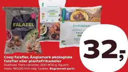 Kvickly Coop falafler, Änglamark økologiske falafler eller plantefrikadeller tilbud