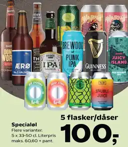 Kvickly Specialøl - 5 flasker/dåser tilbud