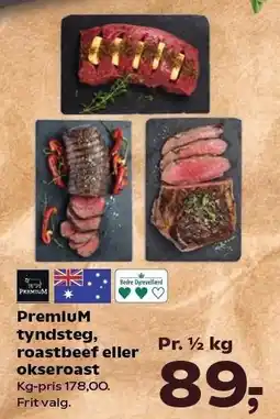Kvickly PremiuM tyndsteg, roastbeef eller okseroast tilbud