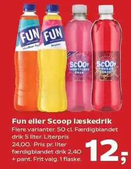 Kvickly Fun eller Scoop læskedrik tilbud