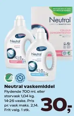 Kvickly Neutral vaskemiddel tilbud