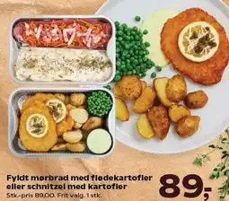 Kvickly Fyldt mørbrad med flødekartofler eler schnitzel med kartofler tilbud