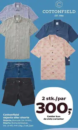 Kvickly Cottonfield skjorte eller shorts - 2 stk./par tilbud