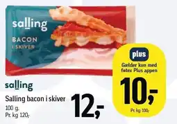 Føtex Salling bacon i skiver 100 g tilbud