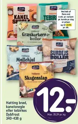 REMA 1000 HATTING brød, kanelsnegle eller tebirkes Dybfrost tilbud