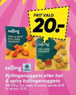 Bilka SALLING Kyllingenuggets eller hot & spicy kyllingenuggets tilbud