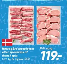 Bilka Herregårdskoteletter eller spareribs af dansk gris tilbud