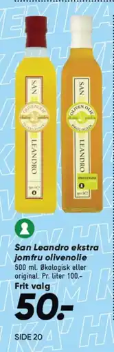 Bilka SAN LEANDRO ekstra jomfru olivenolie tilbud