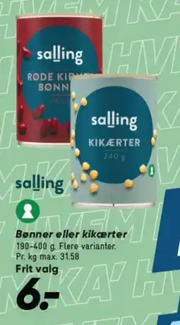 Bilka Bønner eller kikærter tilbud