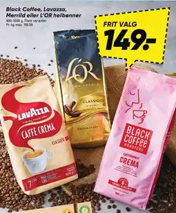 Bilka Black Coffee, Lavazza, Merrild eller L'OR helbønner tilbud