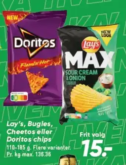 Bilka Lay's, Bugles, Cheetos eller Doritos chips tilbud