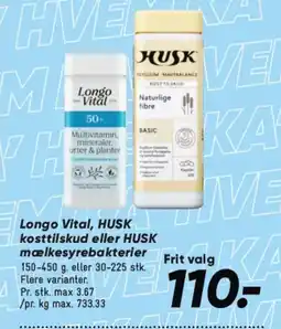 Bilka Longo Vital, HUSK kosttilskud eller HUSK mælkesyrebakterier tilbud