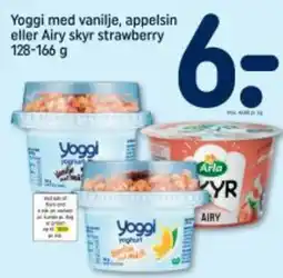 REMA 1000 YOGGI med vanilje, appelsin eller Airy skyr strawberry tilbud