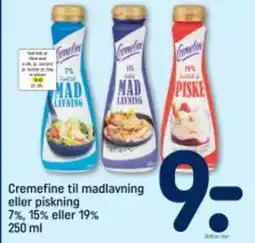 REMA 1000 Cremefine til madlavning eller piskning 7%, 15% eller 19% tilbud