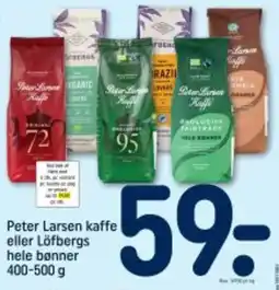 REMA 1000 Peter Larsen kaffe eller Löfbergs hele bønner tilbud