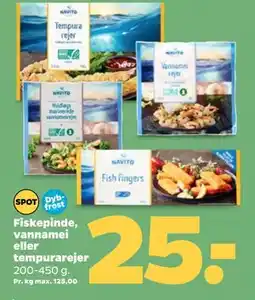 Netto Fiskepinde, vannamei eller tempurarejer tilbud