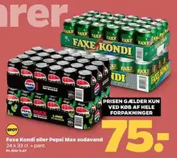Netto Faxe Kondi eller Pepsi Max sodavand tilbud
