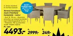 Bilka Serena havebord med 6 Fairfield havestole - natur tilbud