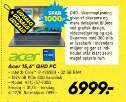 Bilka Acer 15,6” QHD PC tilbud