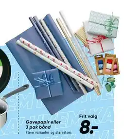 Bilka Gavepapir eller 3 pak bånd tilbud