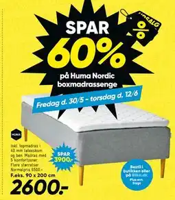 Bilka SPAR 60% på Huma Nordic boxmadrassenge tilbud