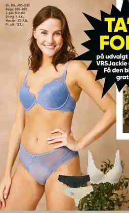 Bilka Bh: Blå: A85-D90. Beige: B80-B85. 2-pak trusser: tilbud