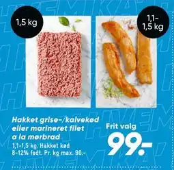Bilka Hakket grise-/kalvekød eller marineret filet a la mørbrad tilbud