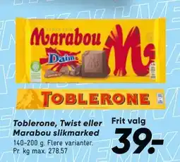 Bilka Toblerone, Twist eller Marabou slikmarked tilbud