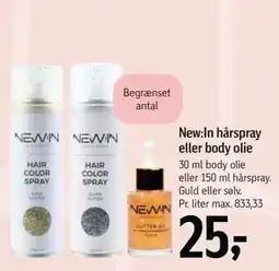 Føtex New:In hårspray eller body olie tilbud