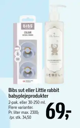 Føtex Bibs sut eller Little rabbit babyplejeprodukter tilbud