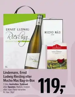 Føtex Lindemans, Ernst Ludwig Riesling eller Mucho Mas Bag-in-Box tilbud