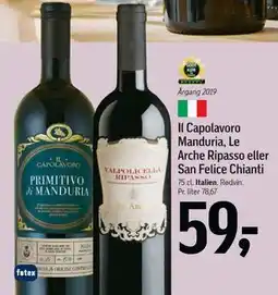 Føtex Il Capolavoro Manduria, Le Arche Ripasso eller San Felice Chianti tilbud